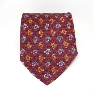 Robert Talbott Studio / Designer Silk Necktie/ Burgundy, Gold, Blue/ L-57"xW-4"